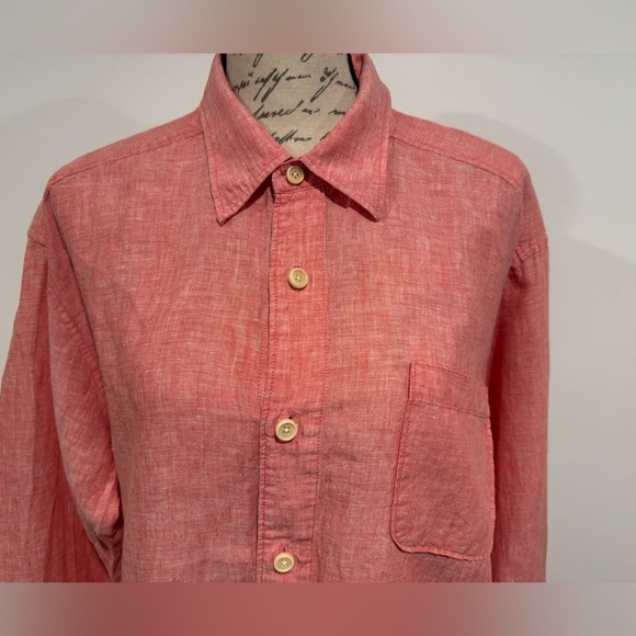 Tommy Bahama Relax Mens Long Sleeve 100% Linen Long Sleeve Shirt Red Size Large - Picture 3 of 11